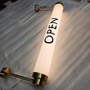 open <b>LED</b> Tube Sign Wall Mounted Brass Finish Static Text Display - Product Image 1