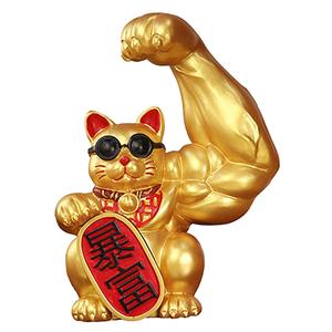 Gatto fortunato con braccio gigante statuetta Feng Shui ornamenti per la decorazione regalo scultura riccamente progettata - Product Image 3