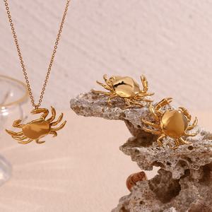 <strong>Crab</strong> Design Gold Plated <strong>Jewelry</strong> Set Stainless Steel Pendant Necklace Ladies <strong>Jewelry</strong> Necklaces and Earrings - Product Image 4