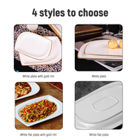 Assiette de table en porcelaine fine blanc cassé de qualité supérieure avec bord doré, vente en gros, assiette à dessert pour hôtel et restaurant