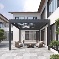 Pergola motorisée à lames orientables avec toit en aluminium inclinable intelligent - Abri imperméable pour cour et patio extérieurs et espace de loisirs