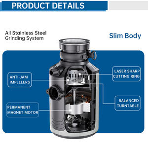 เครื่องกำจัดเศษอาหารในครัวเรือนแบบไฟฟ้า ระบบป้อนต่อเนื่อง ทำจากสแตนเลส พร้อมเทคโนโลยีลดเสียง - Product Image 3