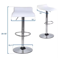 ST-8109 Chaises de bar réglables en cuir au design moderne, base haute en acier inoxydable, pivotantes à 360 degrés, pour comptoir de bar lumineux