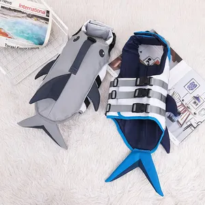 Venda quente Tubarão Impresso Pet Life Jackets Ajustável Impermeável Segurança Life Vest Jacket Swimsuit para o Verão