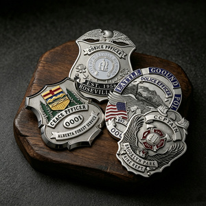 Badge de sécurité robuste personnalisé en alliage de zinc moulé sous pression, plaque <span class=keywords><strong>à</strong></span> fixation par <span class=keywords><strong>vis</strong></span>, bouclier robuste pour agents de sécurité - Product Image 3