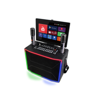 Enceinte karaoké intelligente HoXen TP-002 60W Android 12 avec écran tactile trempé de 14,1 pouces, 2+32 Go, double micro sans fil, Bluetooth 5.2, lumière LED RGB