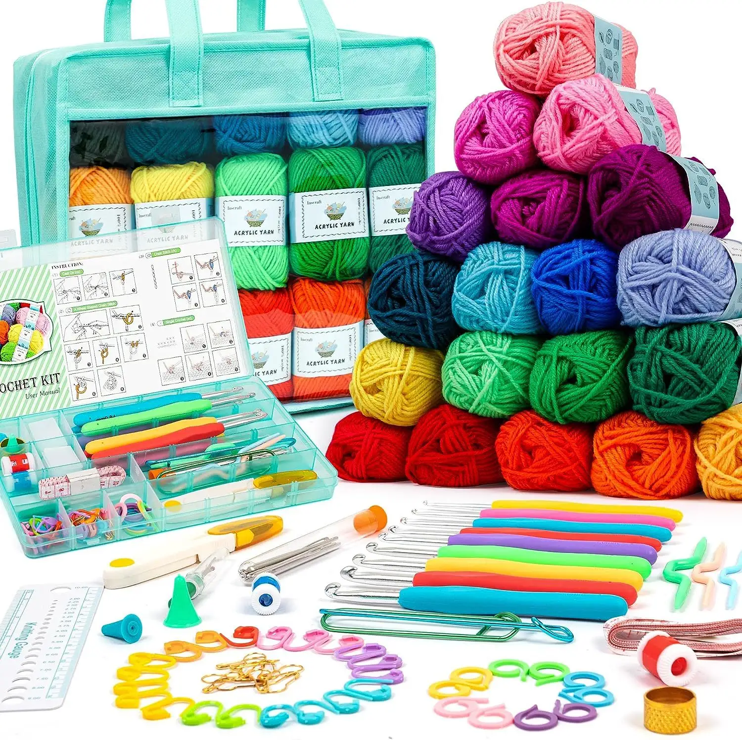 Crochet crochet Kit sac de rangement tissage aiguilles à tricoter ensemble bricolage Arts artisanat accessoires Crochet fournitures