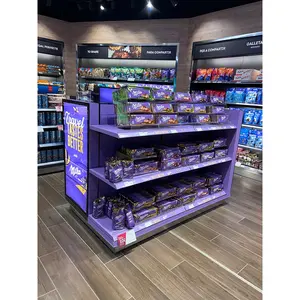 Estantes de metal personalizados para supermercado, estante para tienda minorista, soporte de exhibición para aperitivos y chocolate