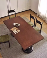 Table à manger rétro Alice en frêne massif avec support de table épais de style colonne romaine