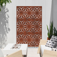 Clôture de jardin et de ferme en acier Corten à motif en treillis, traitée thermiquement, écologique, résistante aux intempéries, avec panneaux et accessoires