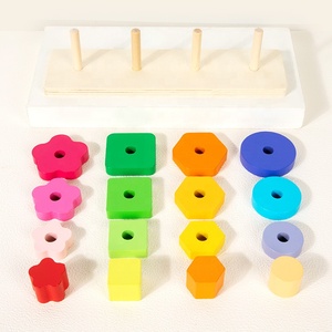 Juguete Sensorial para Bebés, Bloques de Madera Naturales Seguros para Bebés, para Clasificar y Apilar por Color - Product Image 4