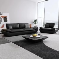 Ensemble de canapés de luxe modernes en cuir PU noir sur mesure pour salon, villa, hôpital, bureau à domicile