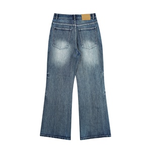 Pantalones Micro Acampanados Estilo Americano, Primavera-Verano 2025, <span class=keywords><strong>Jeans</strong></span> Versátiles para Hombre, Holgados, Ajustados, Desgastados, Fabricados en Mezclilla - Product Image 3