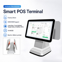 Mesin Kasir POS Layar Ganda 15.6 Inci Sistem Windows 10 Printer 58mm / 80mm Terintegrasi Bluetooth / WiFi Untuk Mesin Kasir Ritel