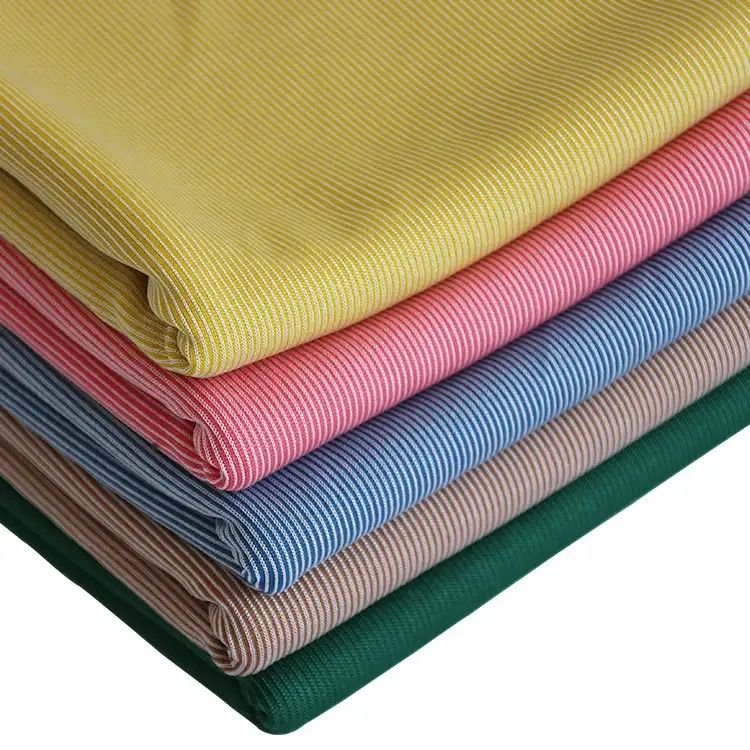 2776 # 50% polyester et 50% viscose rayé en tricot polaire tissu pour robe d'été et tissu