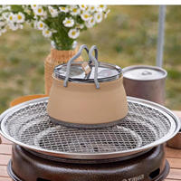 Chauffe-eau pliable d'extérieur, bouilloire moderne en silicone avec fond en acier inoxydable pour les voyages et les pique-niques