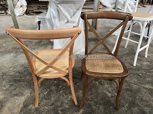 Chaise à dossier croisé en bois de chêne vintage empilable avec siège en rotin pour événements Chaise de <span class=keywords><strong>vignoble</strong></span> - Product Image 3