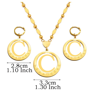 Collares y Pendientes <span class=keywords><strong>con</strong></span> Colgante Hawaiano de Guam, Conjuntos <span class=keywords><strong>con</strong></span> Iniciales, Chapados en Oro, Alfabeto de Micronesia de la A a la Z, Joyería <span class=keywords><strong>con</strong></span> Letras Inglesas # 076921S - Product Image 3