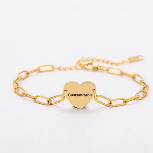 Edelstahl Herzförmiges Armband Blank Laser gravur Druck material Love Fashion Holiday Geschenk Armband Großhandel - Product Image 1