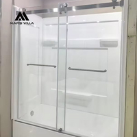 Porte de douche coulissante noire sur mesure Mars Villa, en verre trempé CE SGCC, fournisseur et fabricant d'enceintes de douche.