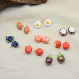 Galería de Dijes de Resina con Frutas de Verano |   Colgante de Comida en Miniatura de Arándano, Naranja, Aguacate y Mangostán para Joyería Infantil y Llaveros - Product Image 2