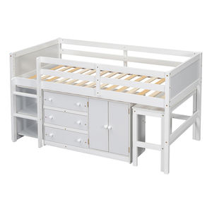 <span class=keywords><strong>Lit</strong></span> superposé pour enfants <span class=keywords><strong>Lit</strong></span> mezzanine bas de taille jumelle avec bureau coulissant, tiroirs, armoire et étagères pour <span class=keywords><strong>lit</strong></span> d'<span class=keywords><strong>enfant</strong></span> de couleur blanche - Product Image 6