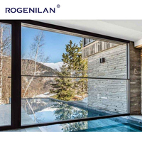 Ventanas de Guillotina de Vidrio Templado Doble de Aluminio con Vista Panorámica Rogenilan, Ventanas Corredizas Verticales Automáticas con Elevación Eléctrica