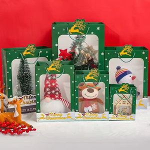 Sacs en papier carton pour cadeaux <span class=keywords><strong>de</strong></span> Noël en gros avec fenêtre transparente pour fêtes et événements - Product Image 3