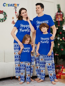 เสื้อผ้าใส่อยู่บ้านพิมพ์ลายแขนสั้นลายตัวอักษรกวางสำหรับเด็กผู้หญิงในยุโรปสหรัฐอเมริกาสินค้าใหม่สำหรับเทศกาลคริสต์มาส - Product Image 2