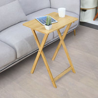 Bureau pliant écologique en bambou naturel 100% Table à plateau rectangulaire pliante TV Dîner Café avec étagère de rangement