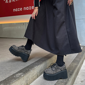 WETKISS Chaussures <span class=keywords><strong>plateforme</strong></span> de luxe entièrement cloutées pour femme, style punk gothique, richement ornées de strass, type Oxford <span class=keywords><strong>Creepers</strong></span>, à lacets - Product Image 4