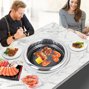<span class=keywords><strong>Prix</strong></span> d'usine, équipement de restaurant <span class=keywords><strong>coréen</strong></span> de barbecue sans fumée, grilles de barbecue au charbon de bois de forme ronde - Product Image 3