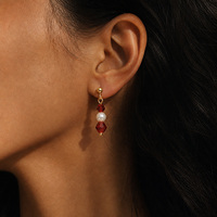 Doppelkegel-Glasohrringe mit Perle für Damen Goldton-Perlen Vierfarbiges Set Funkelnder Eleganter Schicker Feiner Schmuck Geschenk für Tägliches Tragen