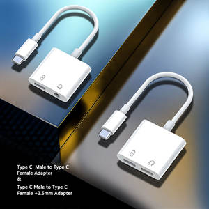 Vente en gros 2 en 1 Type C mâle vers prise casque 3.5mm Type C femelle convertisseur adaptateur convertisseur avec port de charge femelle Type C - Product Image 4