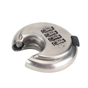 Stainless Steel Round Combination Pad <b>Lock</b> 4 <b>Digit</b> Chrome Plated Outdoor Use - Product Image 4