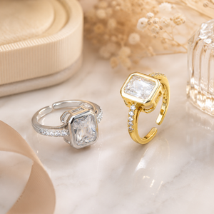 Anello quadrato regolabile in stile pietra, design elegante per l'uso quotidiano - Product Image 6