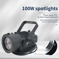 AICPOSE Projecteur de Scène LED DMX 100W à Zoom, Effet Fresnel, Lumière Chaude et Froide, Personnalisable