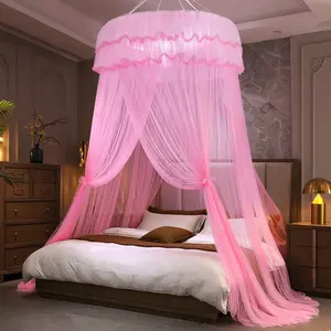 Princes 스타일 오래 지속되는 고품질 저렴한 우아한 레이스 라운드 원형 안티 모기 침대 그물 캐노피 아프리카
