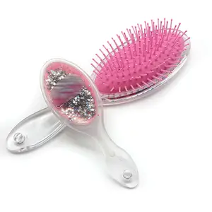 Glitter Hairdressing Plastic Hairbrush Cushion Comb Head Scalp Massage Cheap Cartoon Detangling glitter Hair Brush