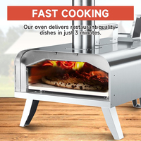 Four à pizza moderne en acier inoxydable haute température sur chariot pour une pizza napolitaine authentique, chauffe rapidement au bois/gaz. Libérez votre âme intérieure