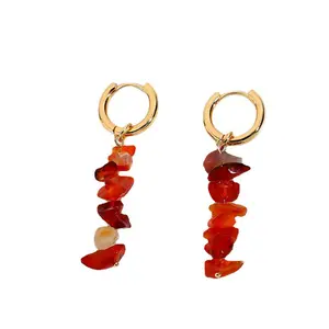 Australia popular precious raw gem stone beads earring