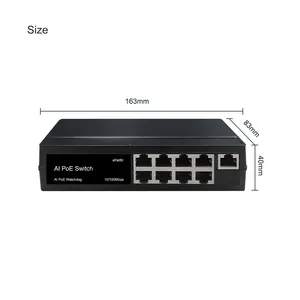 Comutador PoE inteligente Ethernet Gigabit não gerenciado de 9 portas