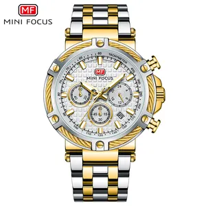 Classic Quartz Mens Watches Luxury 3 Sub-dial 6 Hands Date Display Fashion Sports Chronograph Wristwatch MINI FOCUS