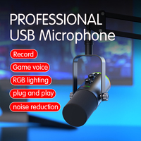 Microphone de bureau USB à condensateur RGB avec sortie XLR, réduction du bruit pour le jeu, le streaming, l'enregistrement de podcasts