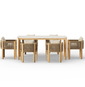 Modern Resort Balcony Furniture Luxury Rope Weaving Outdoor <strong>Patio</strong> Teak Wood Dining <strong>Table</strong> and Chair - Product Image 6
