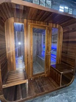 Neues Design Massivholz Traditionelle Sauna für 6 Personen Trockendampf-Würfelsauna für Draußen mit Saunaofen aus Rotzedernholz