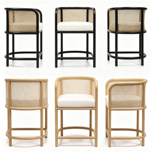 Tabouret <span class=keywords><strong>de</strong></span> <span class=keywords><strong>bar</strong></span> moderne en bois <span class=keywords><strong>de</strong></span> hêtre massif courbé et rotin, écologique et durable, avec coussin, 2 finitions : bois naturel et <span class=keywords><strong>noir</strong></span> <span class=keywords><strong>mat</strong></span>, <span class=keywords><strong>chaise</strong></span> tressée - Product Image 4