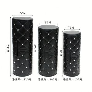 Custom Logo Rivet Luxury PU Leopard Pattern Foldable Large <b>Makeup</b> Brush Holder Cosmetic Cylinder <b>Case</b> - Product Image 4