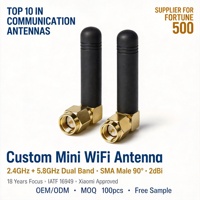 Antena WiFi Mini Personalizada de Doble Banda 2.4GHz 5.8GHz, Conector SMA Macho en Ángulo Recto, Antena de Goma de 2dBi, Fabricante OEM