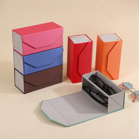 Étui de voyage pliable en cuir PU à 2 emplacements pour lunettes de soleil, organisateur portable rigide pour lunettes, avec logo personnalisé, multiples compartiments de rangement